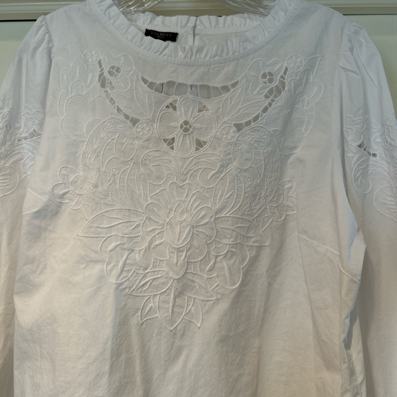Talbots White Boxy Embellished Blouse - Picture 4 of 5